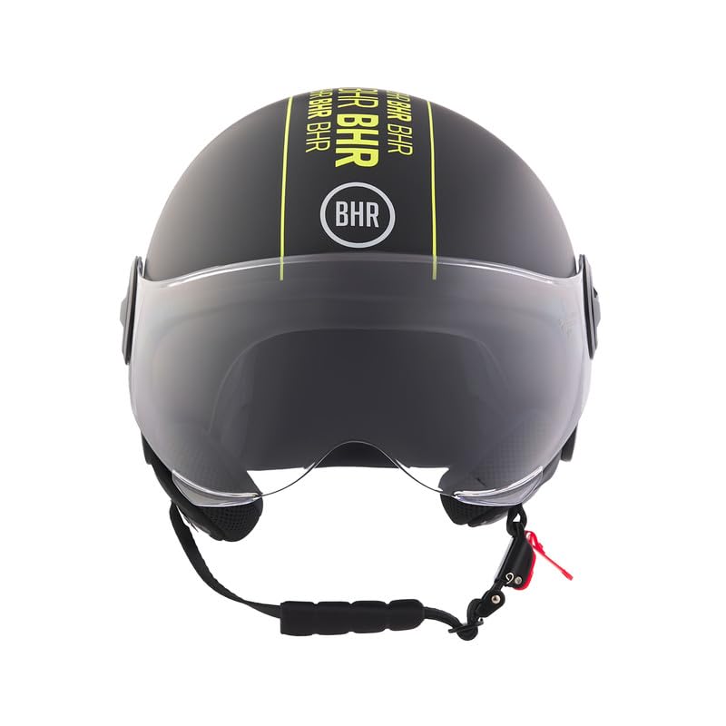 BHR Casco Demi-Jet 835 SPECIAL - Casco Scooter Omologato ECE 22.06 con Visiera a Occhiale Antigraffio - Sgancio Micrometrico e Guanciali Removibili - Cool Black M