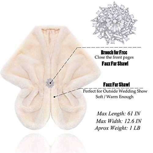 TWINKLEDE Faux Fur Shawl Stole Scarfs Wedding Winter Fur Shawls and Wraps for Bridal2