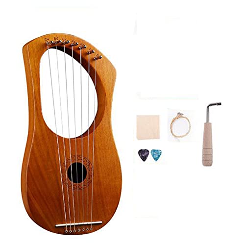 Kqcibz 7 String Lyre Harp Wood String Instrument with Carry Bag Extra String Set and Accessaries Style B, 500362106A1