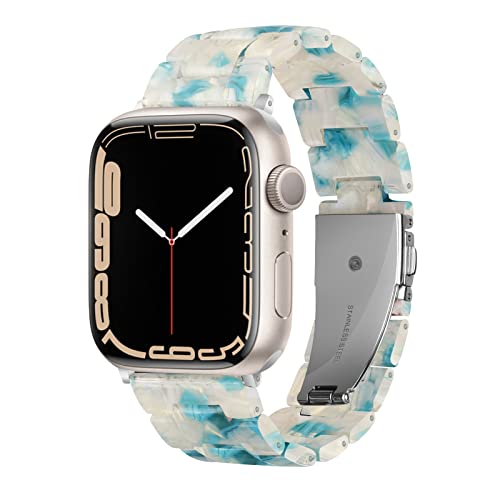 HOPO Compatible With Apple Watch Band 38mm 40mm 42mm 44mm Thin Light Resin Strap Bracelet With Stainless Steel Buckle Replacement For iWatch Series Ultra 9 8 7 6 5 4 3 2 1 SE(Phantom White with