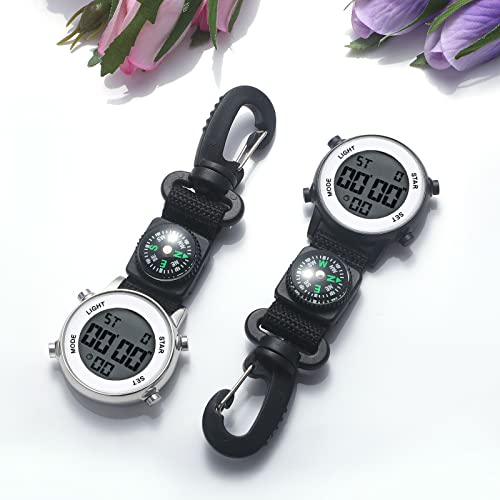 Image of JewelryWe Men Women Digital Clip Watch Mini Microlight Backpack Buckle Belt fob Watches for Rock Climbing Doctors Nurses Chefs for Mother's Day