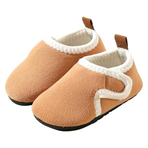 Zapatillas de estar por casa de algodón para niños, talla 30, para invierno, cálidas y cálidas, marrón, 32 EU