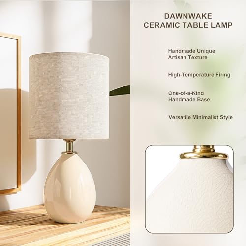 Image of Dawnwake 18.5 inch Table Lamps Set of 2 for Living Room Bedroom, Bedside Lamps for Night Stands, Modern Linen White Ceramic Lamps