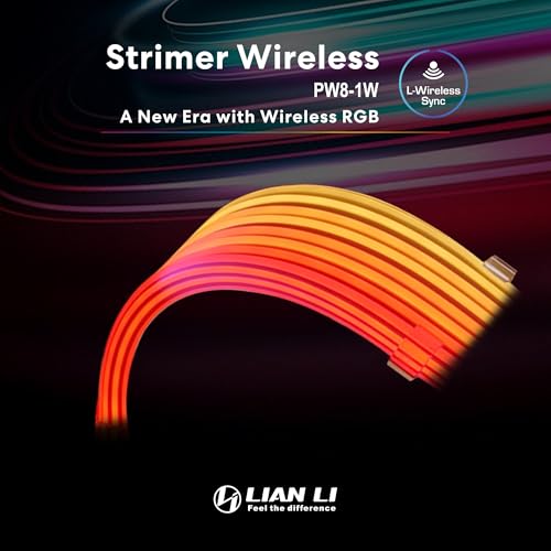 Image of Lian Li Strimer Wireless 8-Pin GPU RGB Power Extension Cable, 2.4GHz Wireless Lighting Control, 382mm (15.03 in) 8 Light Guides, Controller Required (Not Included) (PW8-1W)