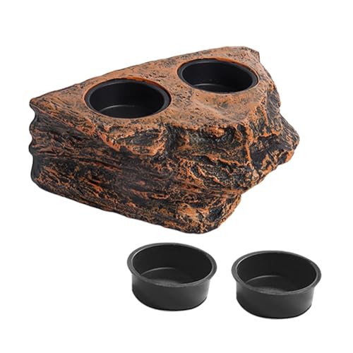 ????? Reptile Feeding Tray Platform Food Water Bowl Multipurpose Feeder Ledge for Tree Frogs, Turtles Accessories, Dual Slots