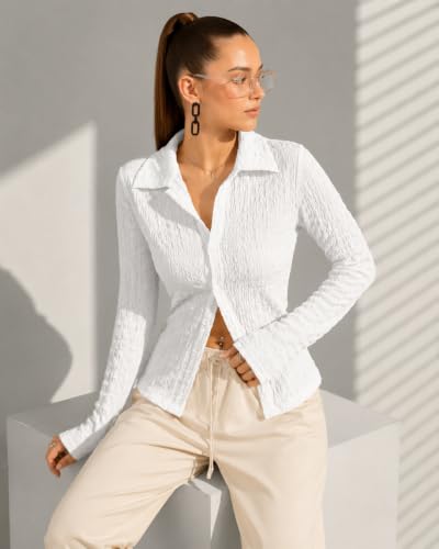Image of FYLTR Women's Crinkle Shirt | Slim Fit | Spread Collar | Full Sleeve