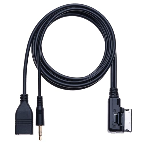 Unifizz AMI MDI to AUX 3.5mm to USB Music Media Interface Cable Adapter 1.5m | Compatible for Audi A6L Q5 Q7 A8 S5 A5 A4L A3 VW GTI CC for Sk-o-da FA-bia Oct-Avia Vehicle Radio, Black