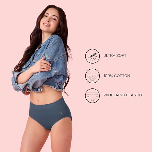 Image of Enamor Cotton Classic, All Day Comfort, High Waist Brief - Breathable, Antimicrobial with Stain Release, Outer Brushed Wide Elastic, Full Coverage - CW01