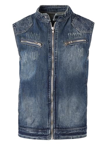 Chaleco jeans con cremallera de hombre chaqueta mezclilla sin mangas