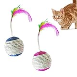 Divertido juguete de bolas de hilo para gatos que ayuda a que los gatos quemen energía y movimiento, promueve su desarrollo saludable y les da mucha diversión. Más eficaz para aliviar la ansiedad y el aburrimiento de tu mascota.