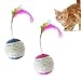 Andiker 2 Pezzi Gatto Giocattolo Palla, Palline di Sisal Giocattolo per Gatti con Piuma, Giocattolo Interattivo per gatti