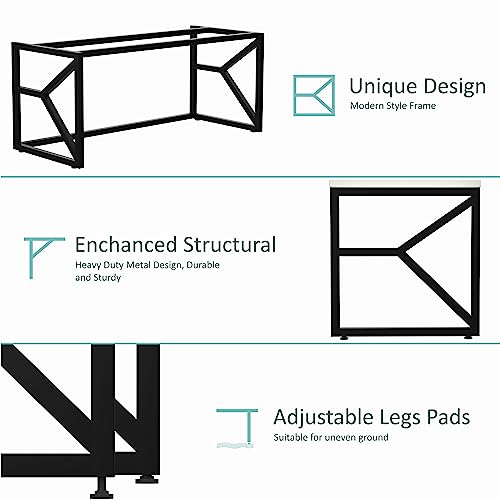 Image of Honey Touch Metal & Wood Workstation Desk for Home Office | Modern Computer Table for PC, Laptop & WFH | Minimalistic Study Desk with Strong Frame