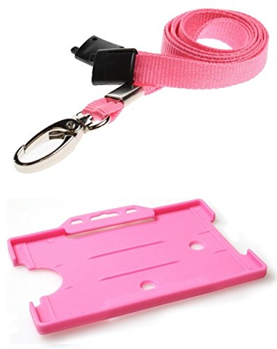 Identity-Plus: Pink Lobster Clip Safety Breakaway Lanyard with Pink Landscape ID Card Holder (10)