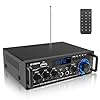 Amplifier Home Audio Stereo Receivers with Bluetooth 5.0,Power Amplifier max 800W,2.0 Channel Stereo Amplifier System for Home Speakers, Karaoke,Garage,Home Amp/USB/SD/RCA/MIC in, Remote Control