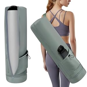 Aucuu Yoga Mat Bag, Yoga Mat Carrier with Pockets Watreproof, Yoga Mat Bag Large with Adjustable Carry Strap, Bottle Pocket and Wet Compartment, Yoga Mat Carry Bag, Gym Pilates Bag for Women Men
