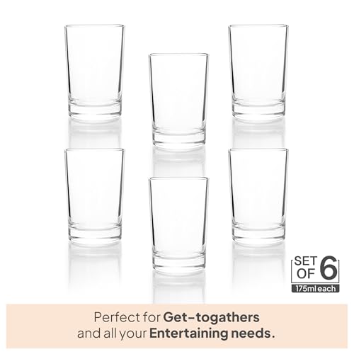 Image of CELLO Liberty Glass Set of 6 Pcs 175ml, Transparent | Freezer & Fridge Safe, Leadfree Dishwasher Safe Toughened Crystal Clear Glasses Set For Drinking Water Juice Milk Cocktail Mocktail Coldrinks Soda