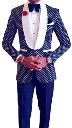 Blue Wedding Suits for Men 2 Pieces Shawl Lapel Men's Suits Slim Fit Groom Tuxedos