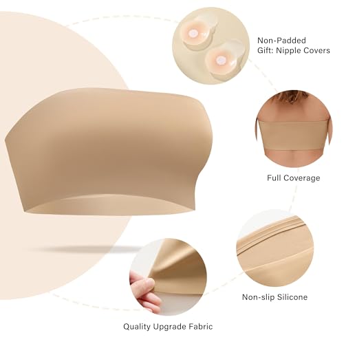DEANGELMON Strapless Bras for Women Non-Slip Silicone Bandeau Seamless Tube Top Bralette Comfy Non Padded Stretchy Stylish2