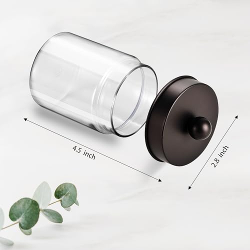 Amolliar-Acrylic-Apothecary-Jar-Bathroom-Qtip-Holder-Bronze-2-Pack-for-Bathroom-Storage-Vanity-Countertop-Farmhouse-Style-Holds-Cotton-Swabs-Dental-Floss-Makeup-SpongesHome-Decor