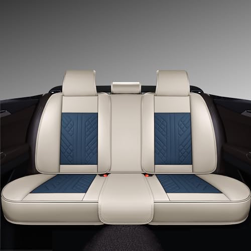 Image of GXT Bench Seat Cover, Premium Faux Leather Bench Seat Covers for Trucks - Universal Fit for Most Sedans SUV Pick-up Truck, Durable for Long Lasting Protection(White and Blue)