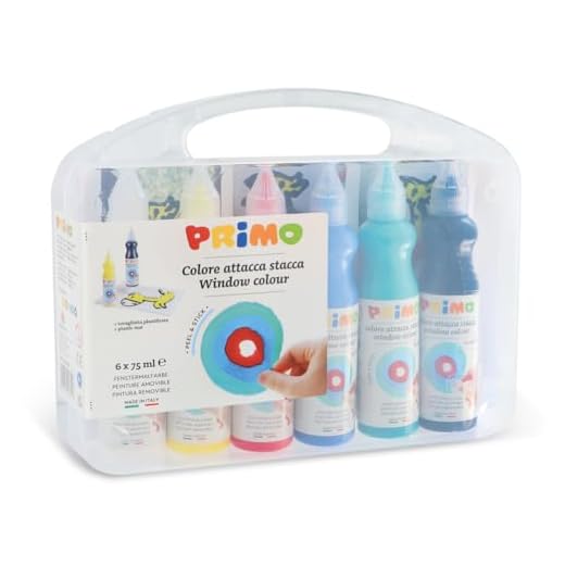 PRIMO Morocolor, Color de Ventana, 6 Colores Gouache para Crear Formas reposicionables, Tempera para Pintar, adherir y despegar adecuados, Colores intensos, vívidos y permanentes, Cumple y Seguro