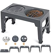 Flow fire Raised Dog Bowls for Large Dogs, 3-in-1 Elevated Dog Bowls with Non-Spill Water, Slow F...