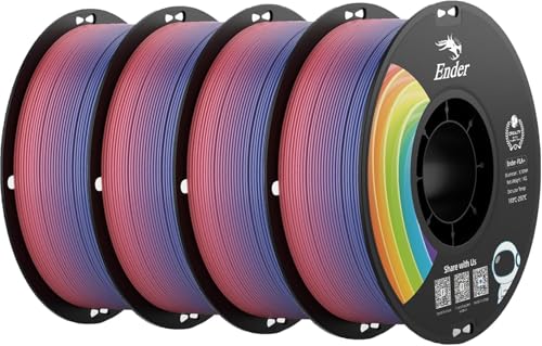 Creality Filamento para impresora 3D Rainbow PLA+ 4 kg, 1,75 mm, precisión dimensional +/- 0,02 mm, sin enredos y sin nudos, degradados, compatible con la mayoría de impresoras 3D FDM