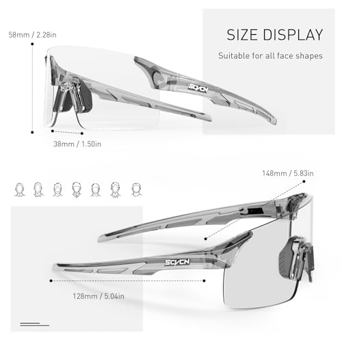 SCVCN Photochromic Cycling Glasses Frameless Sports sunglasses for Men Women - Ideal For Baseball, Bike, Golf, Running — view 5