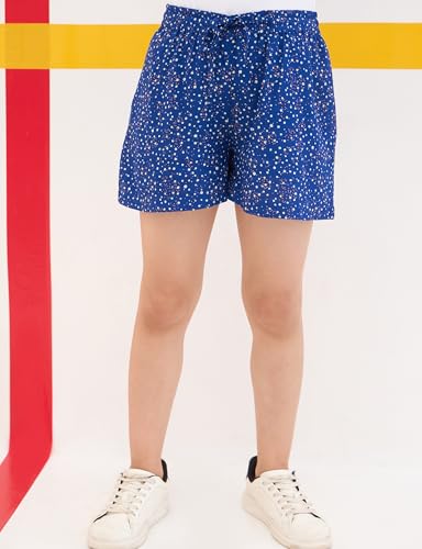Image of Amazon Brand - Symbol Girls Flared Fit Printed Rayon Shorts | Elasticated Waistband | Age 2-14 Years