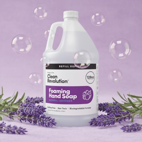 Image of Clean Revolution Foaming Hand Soap Refill with Real Essential Oils, Moisturizing Sulfate-Free Hand Soap, Ready-to-Use Foam Soap Refill for Kitchen & Bathroom (Natural Lavender, 128oz)