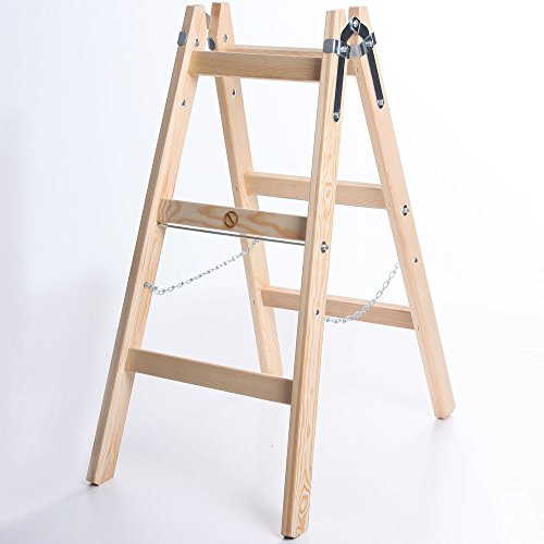 Holzleiter Premium 2x3 Stufen Zweiseitige Klappleiter Leiter Haushaltsleiter 150kg