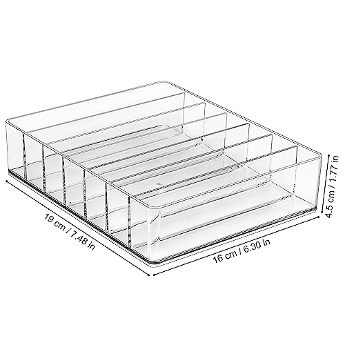 Image of JessLab Makeup Organizer for Eyeshadow Palette and Lipstick, 7-Section Acrylic Divided Cosmetics Storage for Bathroom Vanity Countertop, Transparent, X-Large