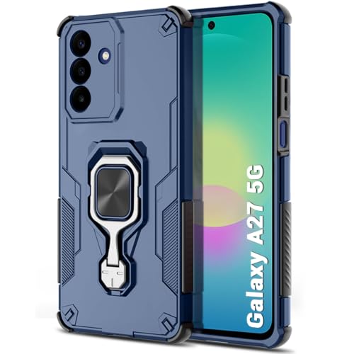 Image of TheGiftKart Tough Armor Bumper Back Case Cover for Samsung Galaxy A27 5G | Ring Holder & Kickstand in-Built | 360 Degree Protection Back Case Cover for Samsung Galaxy A27 5G (PC & TPU, Blue)