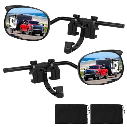 KAOLALI Wohnwagen Spiegel Auto Zusatzspiegel Wohnmobil Universal Caravan-Spiegel, Universalspiegel mit Regenschutz Sonnenblende für Alle Gängigen Fahrzeugtypen (2 Stück)