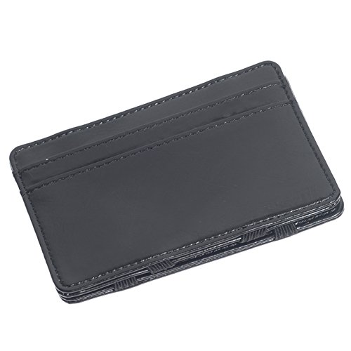 Cklt Men's Fashion Magic Money Clip Leather Minimalistic Slim Wallet Black #TOP2