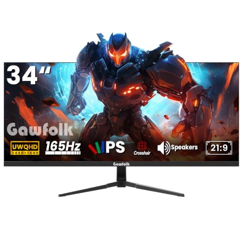 Gawfolk 34 Inch UltraWide Gaming Monitor with Speakers 165hz