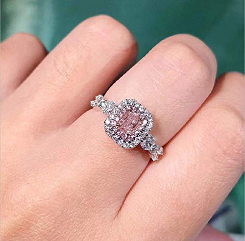 Bague fiançailles diamant rose et alliance femme or blanc 18 carats