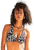 Swimsuits For All Women's Ring Underwire Crossback Bikini Top - 10, Espresso Floral (Plus