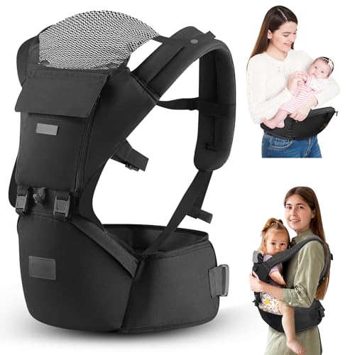Image of VYPERX 6-in-1 Ways Baby Carrier with Hip Seat and Lumbar Support, Newborn to Toddler, 0-36 Month, 7-33 Lb, Ergonomic All Positions kids Carrier Soft Baby Holder Carrier with Hood for All Seasons Black