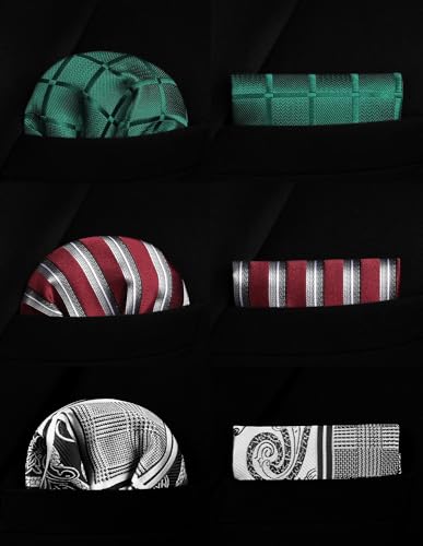 Image of HISDERN Mens Ties Extra Long Tie and Pocket Square Set 63 Inch XL Tie Pack Collection Present Box Necktie Lot 3 PCS