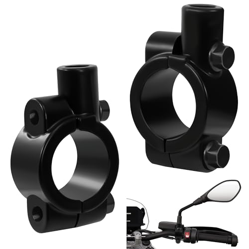 Tunejoy Soporte para Espejo Retrovisor Moto M8 Abrazaderas de Montaje en Espejo de Manillar de 22mm de Moto para Dirt Bike ATV Negro 2 Piezas