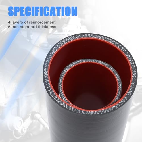 MAYSPARE 1.5" ID Straight Silicone Hose Coupler, with 2PCS T-Bolt Clamps, 3" (76 mm) length, 0.18" (4.5 mm) wall thickness, for Turbo, Intercooler, Intake Piping by MaySpare - Image 4