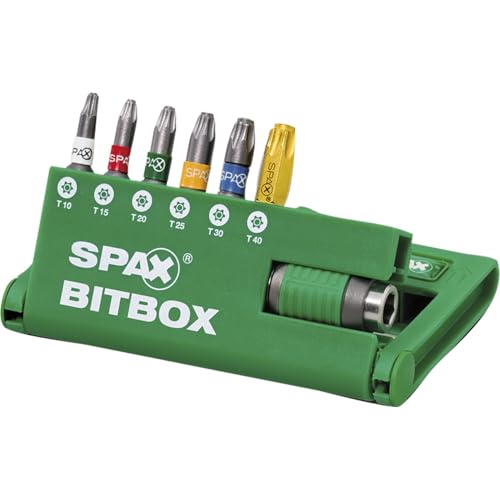 SPAX BITbox T-Star Plus, Quick-Change bit Holder, 6 bits: T10, T15, T20, T25, T30, T40 in 25 mm - 400007899019