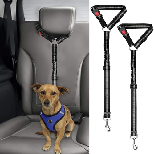 2x TÜV-geprüfter Hundeauto-Gurt mit 1680D-Nylon & 3D-Stoßdämpfer ertifizierter Sicherheitsgurt für SUV/Wohnmobile (80-150cm verstellbar, kaufsicherer Rand) - Für alle Rassen bis 60kg