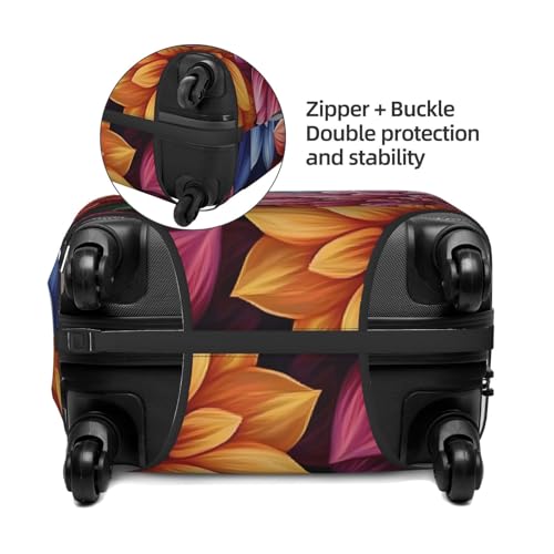 Colorful Dahlia Flower Elastic Travel Luggage Cover, Washable Spandex Suitcase Protector, Anti-Scratch Fits 18-32 Inch4