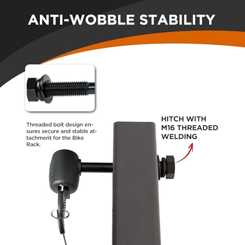 Image of Young Electric M16 Anti-Rattle Lock Hitch Pin for Hitch, Black, Compatible with Young OutfitR Bike Racks 200LBS Capacity Models.