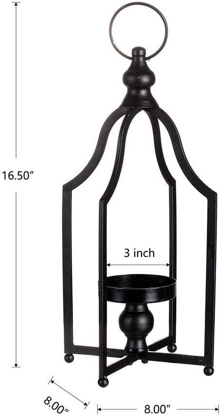 glitzhome 16.5" H Modern Farmhouse Black Metal Lantern Decorative Hanging Candle Lanterns (Small) : Home & Kitchen