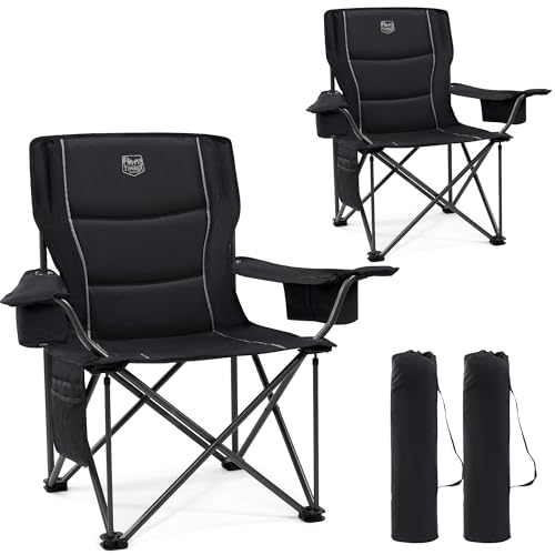 TIMBER RIDGE 2Pcs Chaise Pliante Camping 200kg 63cm Large-siège Confortable Chaise de Exterieur...