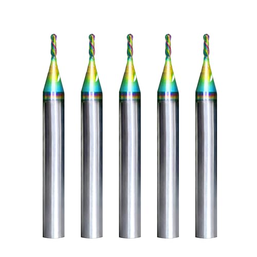 Image of Tools Ball Nose Carbide End Mill, DLC Coating, CNC Cutting Tools for Aluminum Cutting, More Wear Resistant, Suit for 3D Carving & Engraving. 2 Flute Router Bits,1 /8 Shank (1 /16-1.5 inch 5pcs
