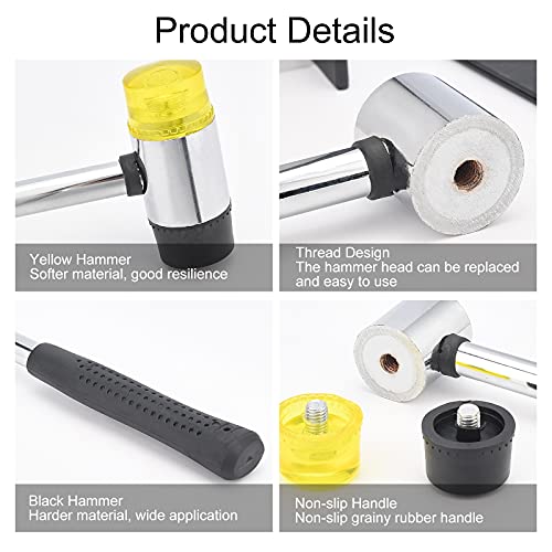 Ph Pandahall TOOL-WH0129-05P-01-US2 3 Inch Rubber Mallet, 30Mm Double-Faced Soft Hammer With Soft Non-Slip Rubber Handle Leather Hammer For Jewelry thumb #3